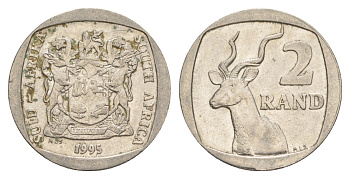 ЮАР 2 ранда 1995 KM 139 медь плакированная никелем 4597-355