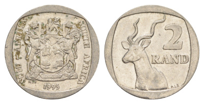ЮАР 2 ранда 1995 KM 139 медь плакированная никелем 4597-355