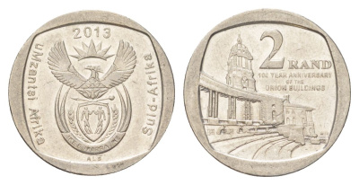 ЮАР 2 ранда 2013 100 лет Зданию Союза медь плакированная никелем 4628-334