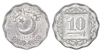 Пакистан 10 пайс 1989 KM 53 алюминий 4650-933
