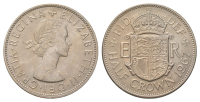 Великобритания 1/2 кроны 1967 Елизавета II (1952-2022) KM 907, Spink 4145 медно-никель aUNC 4628-827