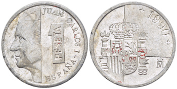 ИСПАНИЯ 1 ПЕСЕТА 1990 ХУАН КАРЛОС I ( 1975-) KM 832 алюминий 4181-1049