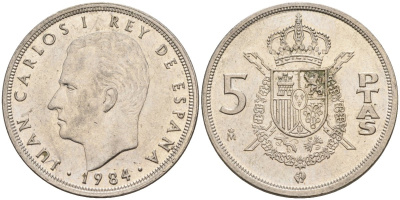 Испания 5 песет 1984 Хуан Карлос I (1975 - 2014) KM 823 медно-никель 4155-733