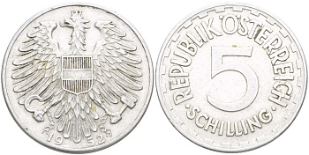 АВСТРИЯ 5 ШИЛЛИНГОВ 1952 KM 2879 алюминий 4531-813