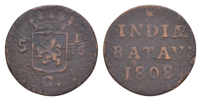 Голландская Ост-Индия 1 дуит 1808 KM 76 медь 4655-566