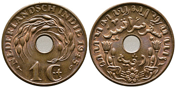 Нидерландская Восточная Индия 1 цент 1945 S KM 317 бронза UNC 4606-934