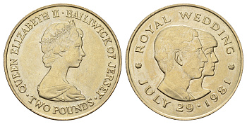 Джерси 2 фунта 1981 Свадьба Принца Чарльза и Леди Дианы KM 52 медно-никель BU 71-1331