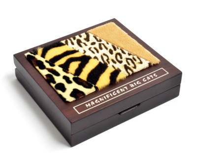 Конго набор из 4 монет по 30 франков 2011 серия 'Величественные крупные кошки', тигр, леопард, гепард, лев, вес каждой монеты 20 гр., тираж 3000 наборов, эмаль, в оригинальной деревянной коробке с сертификатом серебро PROOF 4-3-2-08