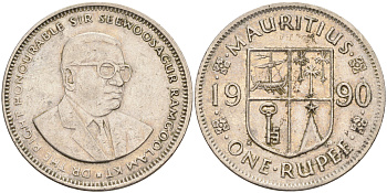 Маврикий 1 рупия 1990 Сивусагур Рамгулам KM 55 медно-никель 63-1054