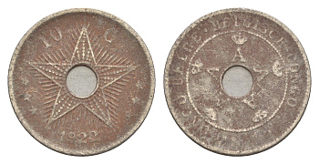 Бельгийское Конго 10 сантимов 1922 KM 18 медно-никель 4647-1234