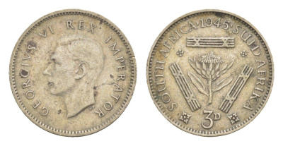 ЮАР 3 пенса 1945 KM 26 серебро 4643-828