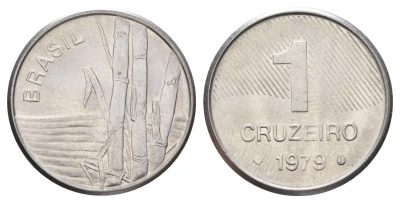 Бразилия 1 крузейро 1979 KM 590 нержавеющая сталь UNC 4668-1118