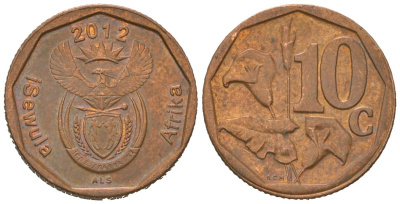 ЮАР 10 центов 2012 сталь плакированная медью 4618-733