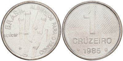 Бразилия 1 крузейро 1985 FAO, сахарный тростник KM 598 нержавеющая сталь UNC M24-16