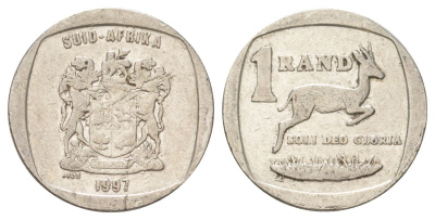 ЮАР 1 ранд 1997 KM 164 медь плакированная никелем 4627-338