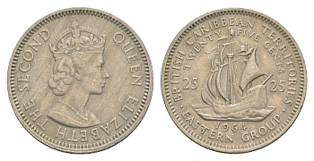 Восточные Карибские острова (Карибы) 25 центов 1964 KM 6 медно-никель 4514-1217