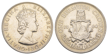 Бермудские острова (Бермуды) 1 крона 1964 KM 14 серебро 413-3214
