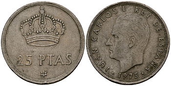 Испания 25 песет 1975 (79) Хуан Карлос I (1975-2014) KM 808 медно-никель 4165-945