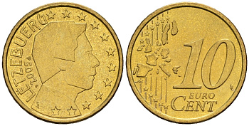 Люксембург 10 евроцентов 2005 KM 78 нордик UNC 4147-825