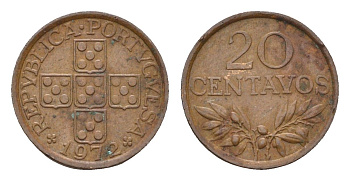 Португалия 20 сентаво 1972 KM 595 бронза 4669-1168