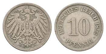 Германия 10 пфеннигов 1893 A, Вильгельм II (1888-1918) KM 12, J. 13 медно-никель 4636-715