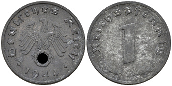 Германия 1 рейхспфенниг 1944 F KM 97 цинк    4596-326