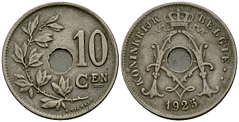 Бельгия 10 сантимов 1925 Belgie KM 86 медно-никель 4135-917