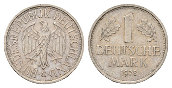 ФРГ 1 марок 1978 G KM 110, J 385 медно-никель 4675-255