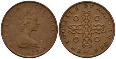 Остров Мэн 1 пенни 1975 Елизавета II (1952-2022) KM 20 бронза 00-00