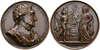 Франция медаль 1819 Адвокат Раймонд де Сез (1748-1828), диаметр 52 мм., в лаке бронза 1072-2-12