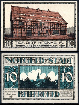 Биттерфельд (Пруссия, Саксония) 10 пфеннигов 1921 номер 8 Mehl Grabowski 111.1-18/40 бумага UNC (пресс) 7556-60-3-2