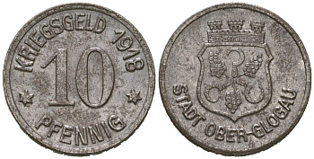 Оберглогау (Глогувек) (Верхняя Силезия) 10 пфеннингов 1918 Funck 388.1, Men18 24349.1 железо 4169-1239