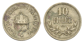 Венгрия 10 филлеров 1915 KB, Франц Иосиф I (1848-1916) KM 494 медь цинк никель 4665-731