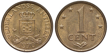 Нидерландские Антилы 1 цент 1970 Юлиана (1948-1980) KM 8 бронза UNC 4118-851