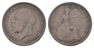 Великобритания 1/2 пенни 1926 Георг V (1910-1936) KM 824, Spink 4057 бронза    4660-545