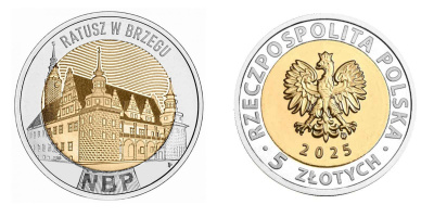 Польша 5 злотых 2025 Ратуша в Бжеге KM NEW биметалл  UNC M74-21