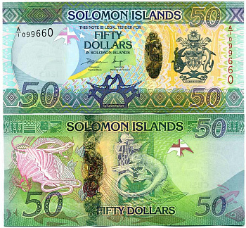 Соломоновы острова 50 долларов 2013-2017  Pick 35 (1) бумага UNC (пресс) 449-22-1