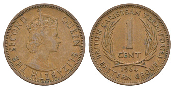 Восточные Карибские острова (Карибы) 1 цент 1964 KM 2 бронза 4514-1214