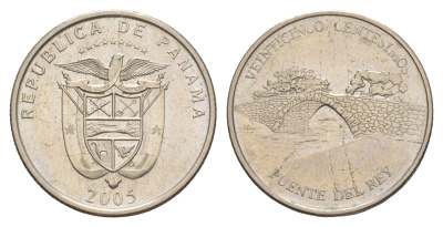 Панама 25 сентесимо 2005 Панама-Вьехо - Пуэнте-дель-Рей KM 136 медь плакированная медно-никелем UNC 4642-712