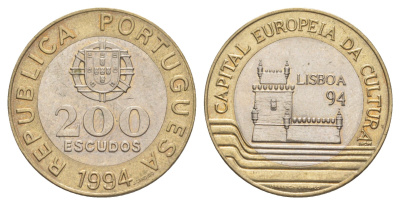 Португалия 200 эскудо 1994 Лиссабон – культурная столица Европы KM 669 биметалл UNC 4631-1234