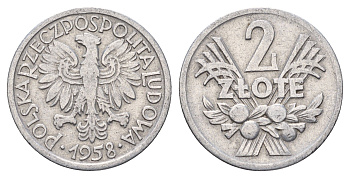 Польша 2 злотых 1958 Y 46 алюминий 4121-125