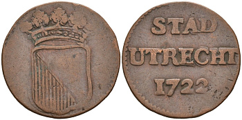 Утрехт (Utrecht), Нидерланды 1 дуит 1722 KM 85 медь 4577-312