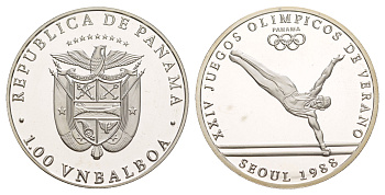 Панама 1 бальбоа 1988 XXIV летние Олимпийские Игры, Сеул 1988 - Гимнастика X M8 медно-никель PROOF 1521-435