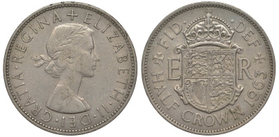 Великобритания 1/2 кроны 1963 Елизавета II (1952-2022) KM 907, Spink 4145 медно-никель 4125-233