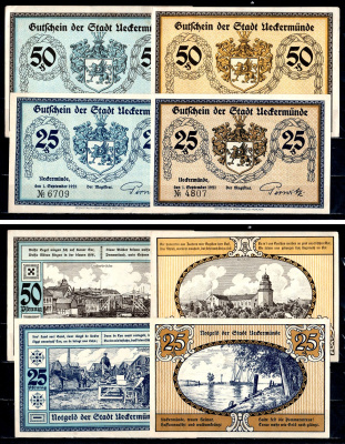 Иккермюнде (Укермюнде) набор из 4 нотгельдов 1921 2193-38-2-2