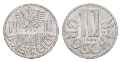 Австрия 10 грошей 1966 KM 2878 алюминий 4576-1128