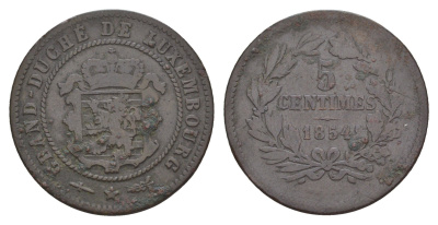 Люксембург 5 сантимов 1854 Barth, Виллем III Нидерландский (1849-1890) KM 22 бронза 4656-111
