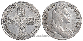 Англия 6 пенсов 1697 Вильгельм III Оранский Spink 3528 серебро 00-000-00