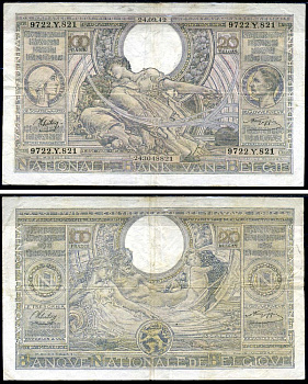 Бельгия 100 франков 1942 Pick 107 бумага 8564-34-3-2