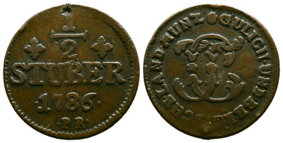 Юлих-Берг 1/2 штюбера 1786 KM 205 медь 3334-312